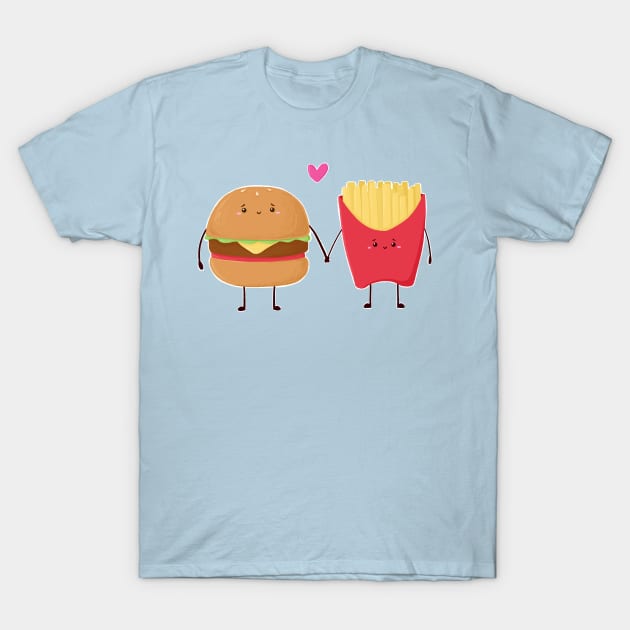 Burger and Fries love T-Shirt by Jennisney